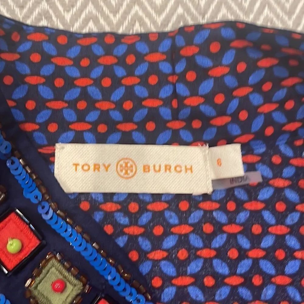 Tory Burch Embroidered Long Sleeve Tunic Blouse - Picture 6 of 7
